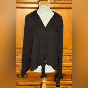 INC International Concepts Black Button Down Shirt